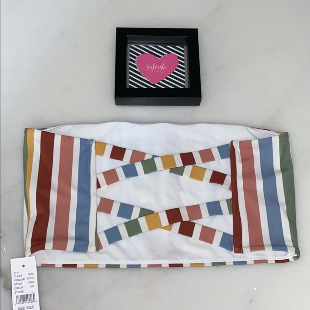 ๐ฅ LA Hearts Stripe Aster Bandeau Bikini Top NWT - Picture 7 of 9